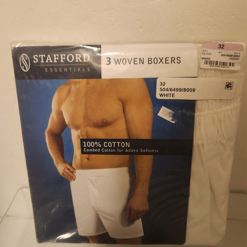 New In Pack Vintage Stafford Pack of 3 Woven Boxer's Size 32